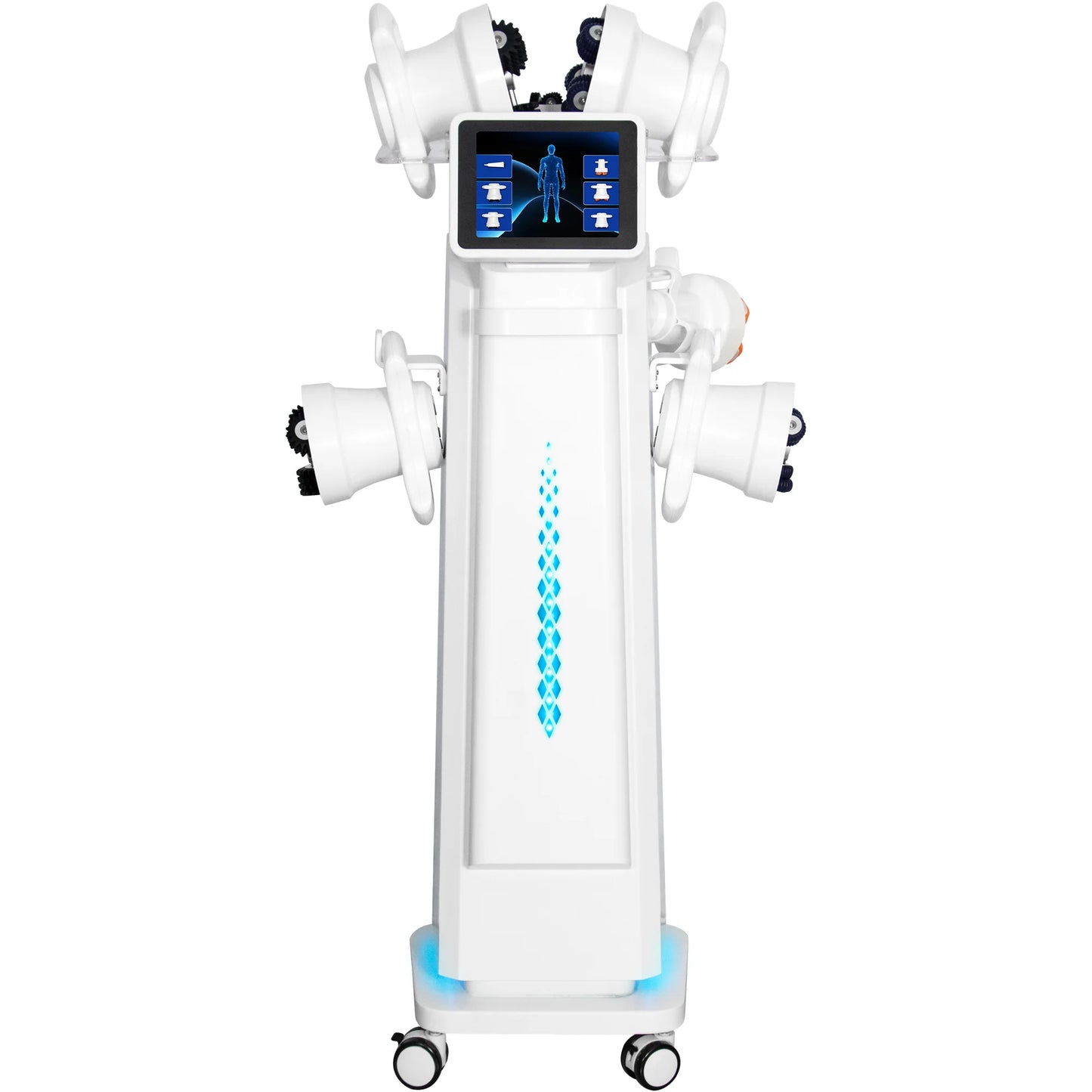 Vertical 6-Handle Synchronous Roller Machine 360° Rotation Red Blue Light Lymph Circulation Body Sculpting Device