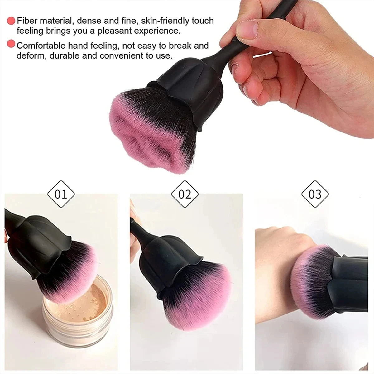 2pc-Rose Soft Brush, Nail Art Special, Nail Dust Brush, Gel Nail Polish Dust Cleaning Brush, Nail Art Tools