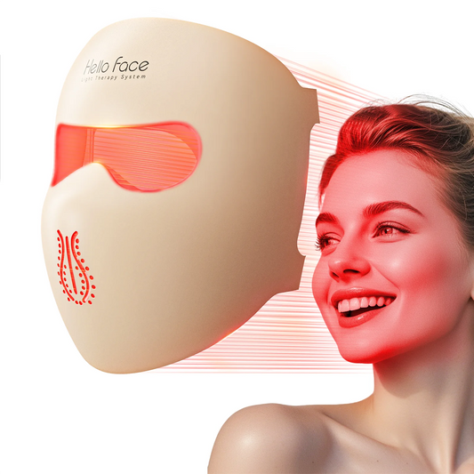 Hello Face M300 Mask - 3000mAh Battery, Skin-Like Silicone, 4D Light Therapy Khaki LED Facial Mask
