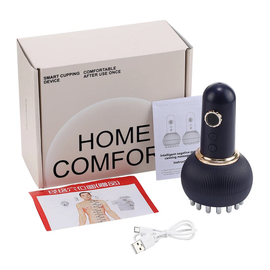 US UK Stock 9 Gears Electric Meridian Brush Body Massager Gua Sha Microcurrent Hot Compress Scraping for Slimming And Relaxation